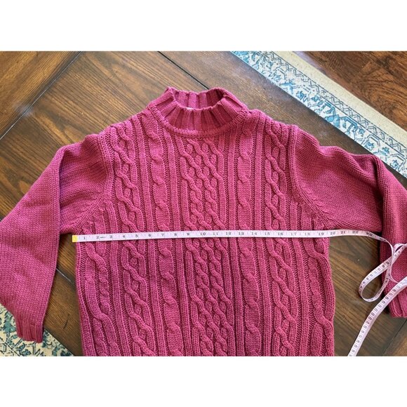 Vintage Classic Elements Cable Knit Sweater Mock Neck Red Thick Acrylic Petite M - Picture 4 of 7